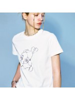 韓國PRENDA - JUMPING RABBIT DENIM PATCH TEE WHITE